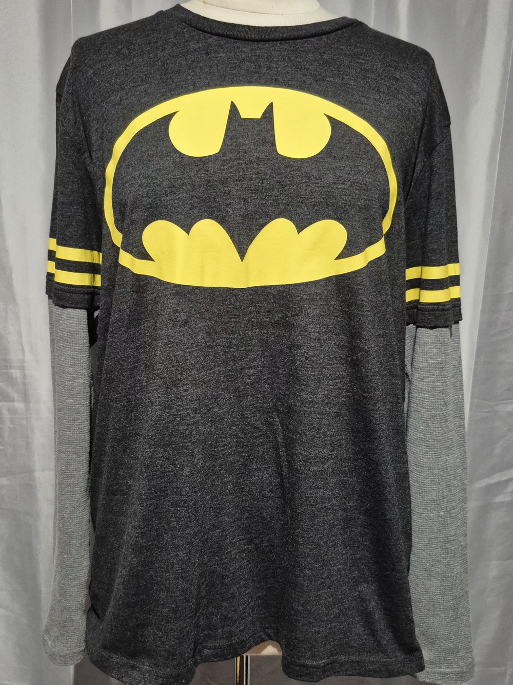 DC Comics Dark Gray and Yellow Batman Long Sleeve Shirt